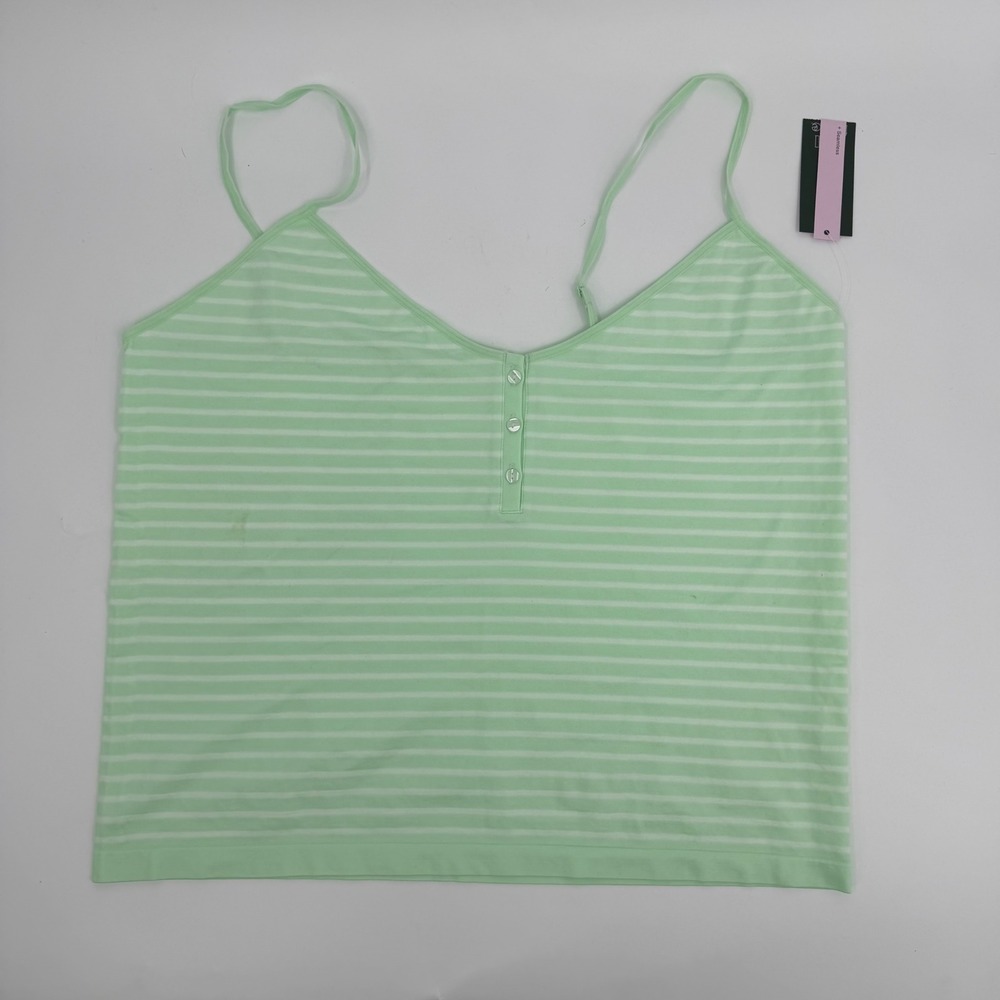 Wild Fable Camisole Tank Top Striped Y2K Women 4X Green White Henley Cami